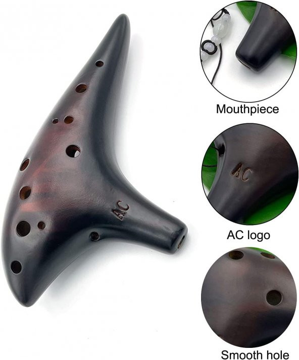 Valkyrie 12 Delik Seramik Flüt Alto Ocarina Sualtı Müzik Enstrüman Müzik Lover Stil Acemi Enstrüman - 5