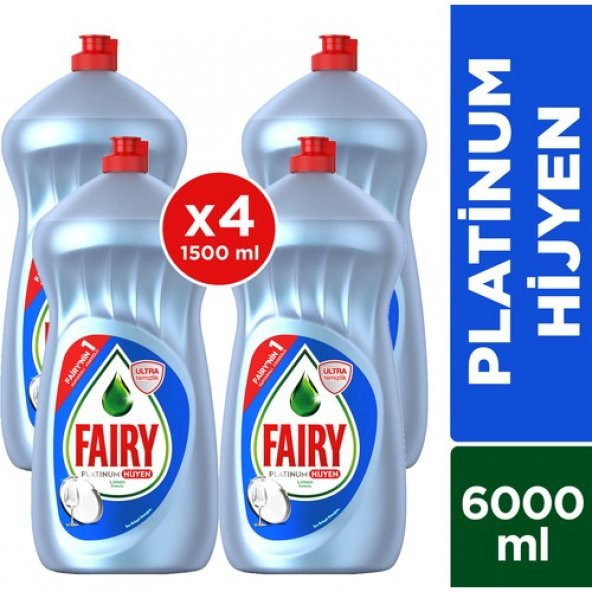 Fairy Platinum Hijyen Sıvı Bulaşık Deterjanı Fırsat Paketi 6000 ml ( 1500 x 4 )