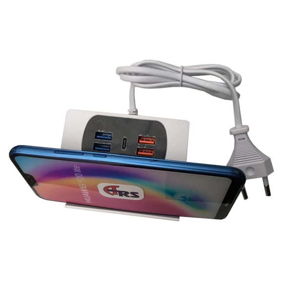 Çoklu usb yüksek hızlı soket şarj adaptörü 4 port usb şarj +Type C standlı - 5