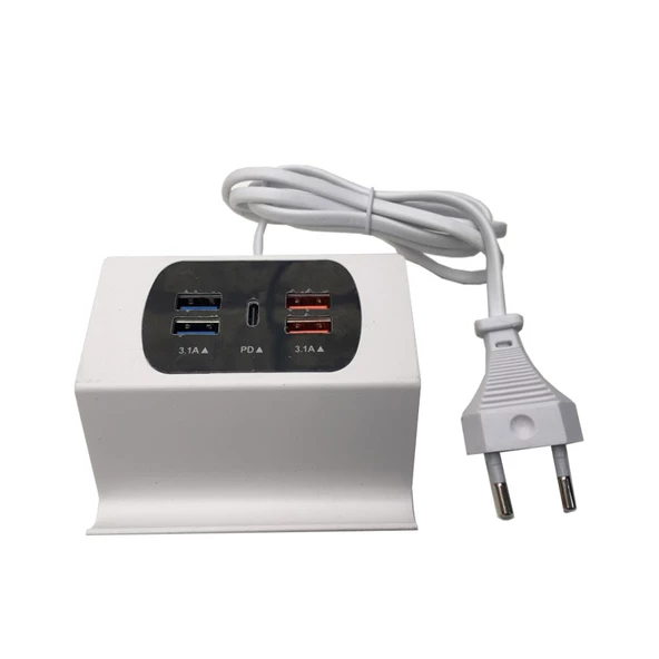 Çoklu usb yüksek hızlı soket şarj adaptörü 4 port usb şarj +Type C standlı