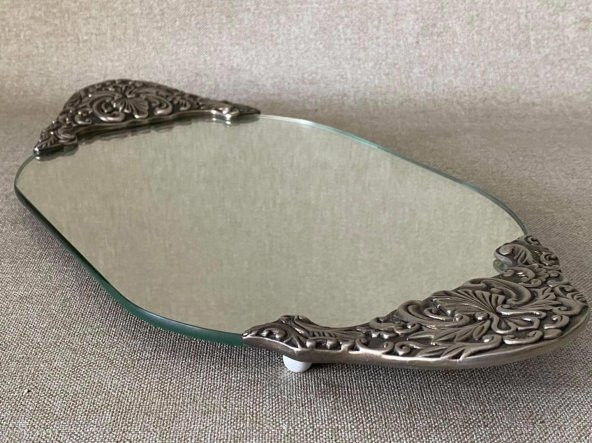 Antika Gümüş Aynalı Tepsi 40x20cm - 2