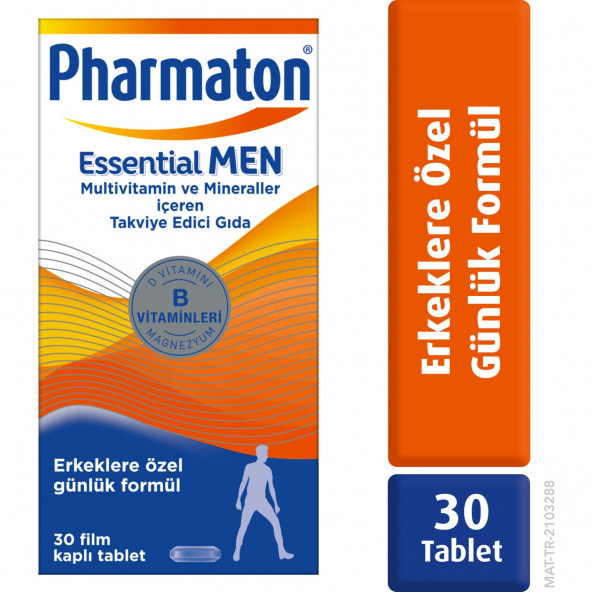 Pharmaton Essential Men 30 Tablet - Magnezyum, Vitamin B, Vitamin D, Multivitamin ve Mineraller ürün görseli