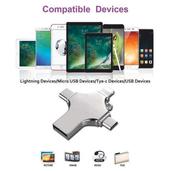 4in1 USB3.0 Yüksek Hızlı U Disk USB Flash için iOS iPhone iPad Android OTG Flash Sürücü FLYON - 4