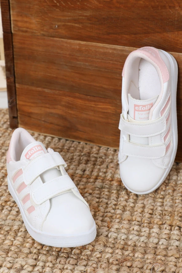 Albishoes Cırtlı 4 Bant Hafif Rahat Kız Çocuk Spor Ayakkabı Sneaker