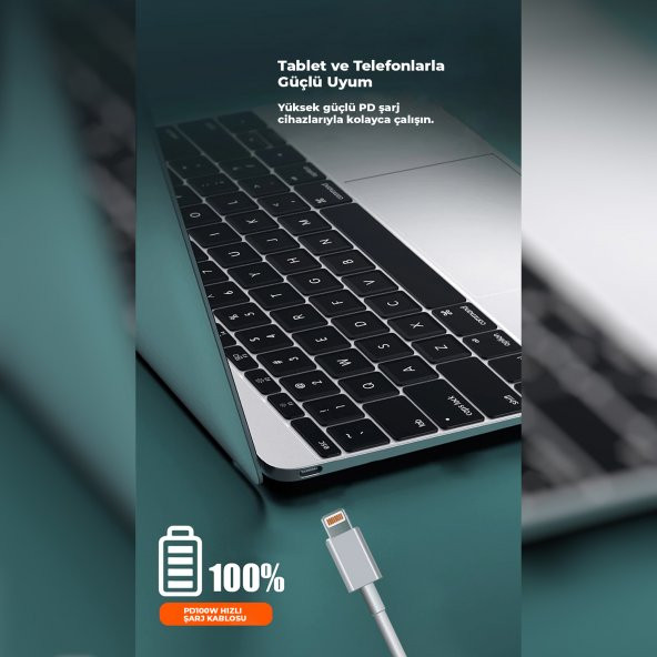 ScHitec İphone XS Max 6A 100W Type-C to Lightning 2Metre Süper Hızlı Data ve Şarj Kablosu - 3