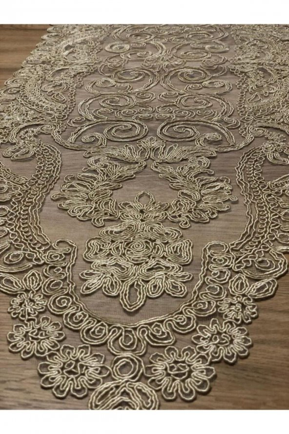 Dantel Detaylı Cappuccino Runner (110x35cm) - 3