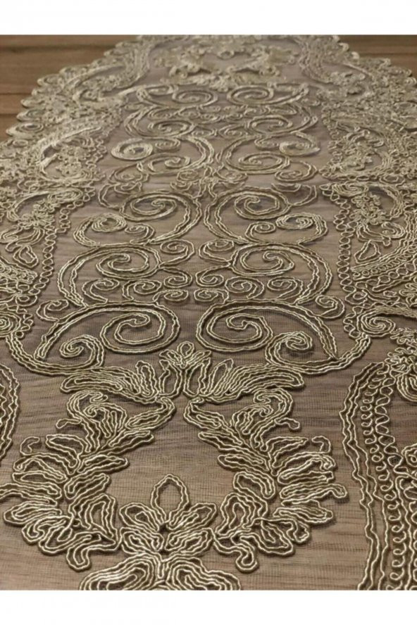 Dantel Detaylı Cappuccino Runner (110x35cm) - 4