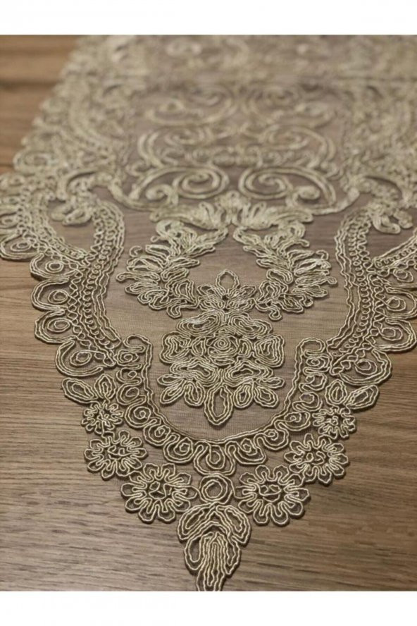 Dantel Detaylı Cappuccino Runner (110x35cm) - 2