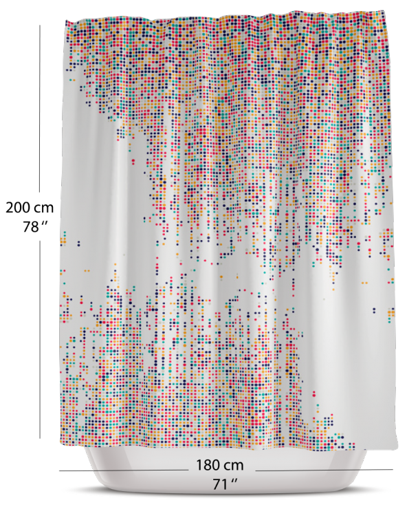 Renkli Noktalı Banyo Duş Perdesi-Tek Kanat Banyo Perdesi, 180x200cm Küvet Perdesi - 2