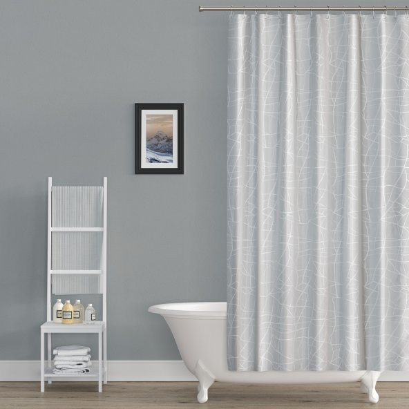 Banyo Perdesi - Tek Kanat Duş Perdesi, Polyester Kumaş Duşakabin Perdesi 180x200 cm Küvet Perdesi - Resim 2