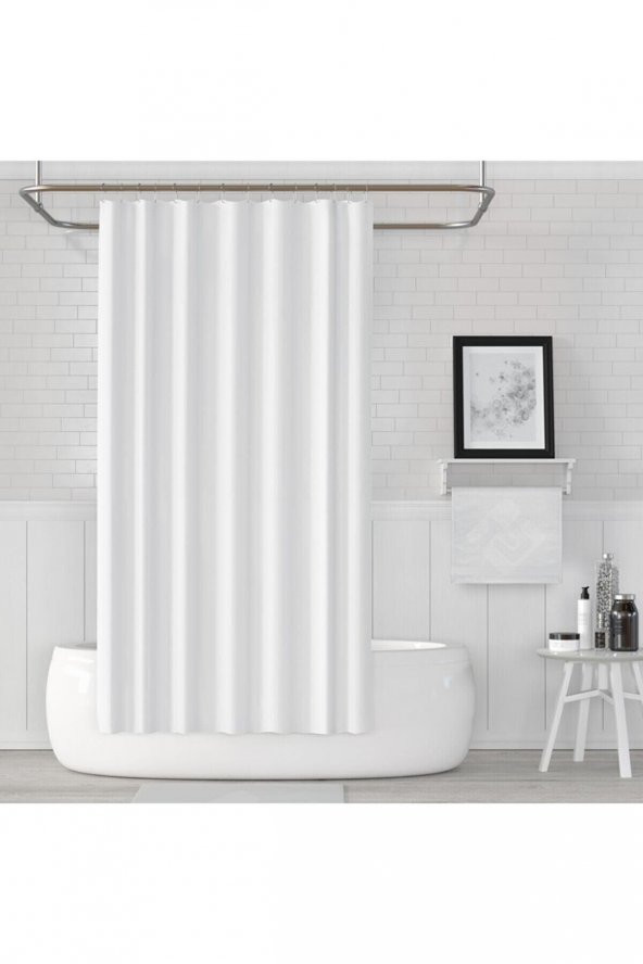 Banyo Perdesi - Tek Kanat Duş Perdesi, Polyester Kumaş Duşakabin Perdesi 180x200 cm Küvet Perdesi - 2
