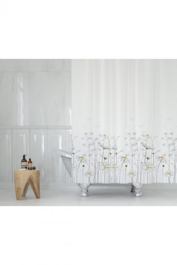 Banyo Perdesi - Tek Kanat Duş Perdesi, Polyester Kumaş Duşakabin Perdesi 180x200 cm Küvet Perdesi - 2