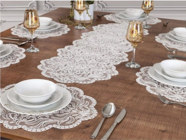 Supla Takımı Amerikan Servis Runner Seti 6 Kişilik Çeyiz Seti Valeria Masa Sunum Takımı ürün görseli 1