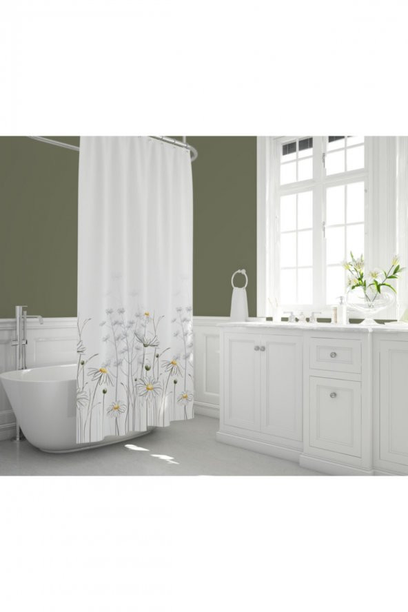 Banyo Perdesi - Tek Kanat Duş Perdesi, Polyester Kumaş Duşakabin Perdesi 180x200 cm Küvet Perdesi - 3