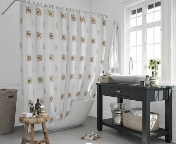 Banyo Perdesi - Tek Kanat Duş Perdesi, Polyester Kumaş Duşakabin Perdesi 180x200 cm Küvet Perdesi - 3