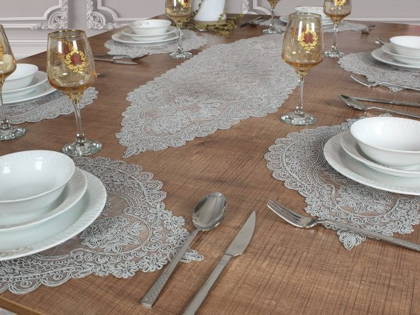 Sevgililer Günü Özel 6 Kişilik Amerikan Servis Supla ve Runner Takımı 7 Parça Çeyiz Masa Seti ürün görseli 1