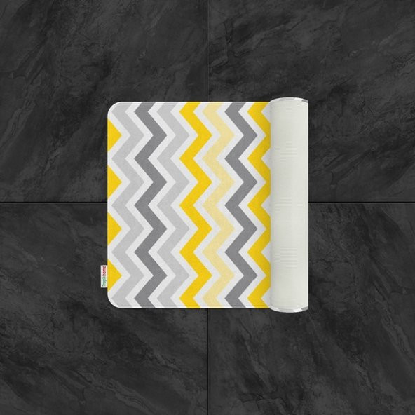 Tropikhome Banyo Paspası Zigzag Desenli Baskılı 50x80 Püsküllü Polyester Kaymaz Tabanlı Duş Paspası ürün görseli 1