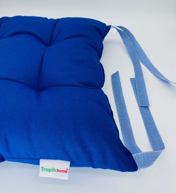 2li Kombin Kare Sandalye Minderi Sırt Dayamalı Mavi Minder Mutfak Sandalye Minderleri 40x40 cm
