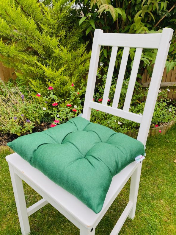 Yeşil Minder Lüx Sandalye Minderi - Elyaf Dolgulu Yeşil Renk Kare Sandalye Minderi 40x40cm Minder
