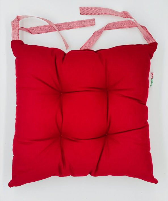 Yılbaşı Temalı Kırmızı Sandalye Minderi Pamuklu Pofidik Minder Bağcıklı Lüx Sandalye Minder 40x40cm - Resim 2