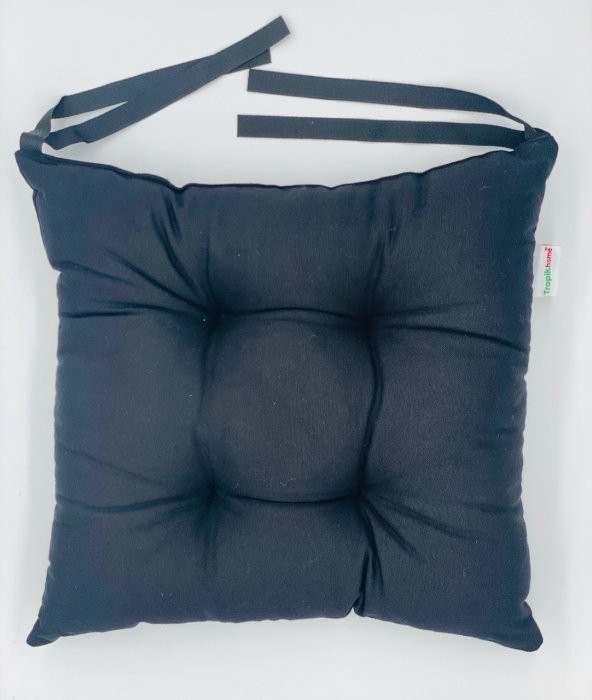 Siyah Sandalye Minderi Silikon Elyaflı Kare Minder Lüx Pamuklu Yıkanabilir Sandalye Minderi 40x40 cm - Resim 4