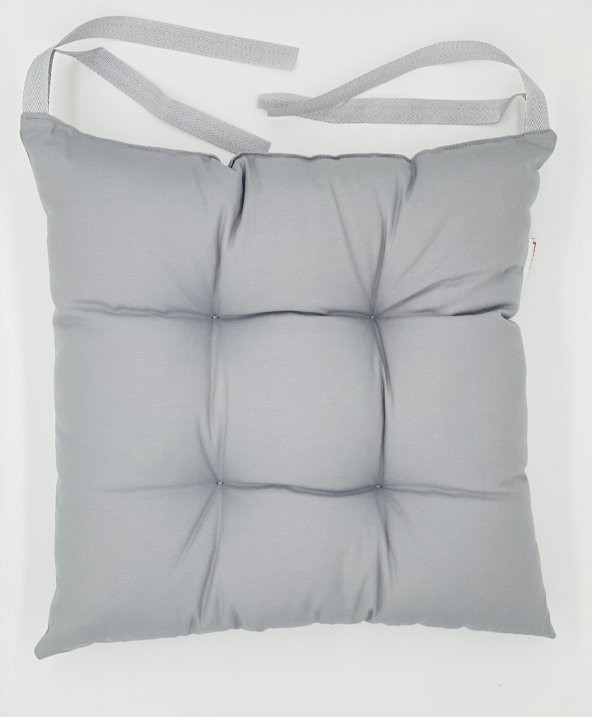 Gri Sandalye Minderi Pofidik Kare Sandalye Minderi Pamuklu Lüx Sırt Minderi 40x40cm Elyaflı Minder - 3