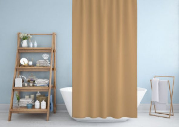 Bej Banyo Perdesi 180x200 Duş Perdesi Tek Kanat Banyo Perdeleri - Su Geçirmez Küvet Perde