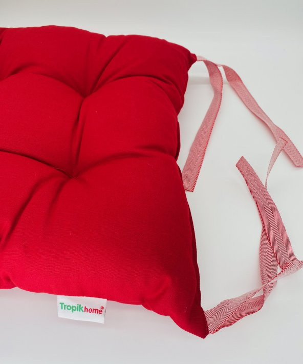 Yilbasi Kırmızı Sandalye Minderi 35x35Cm Pamuklu Minder Kare Sandalye Minderi ve Sırt Minderi - 3
