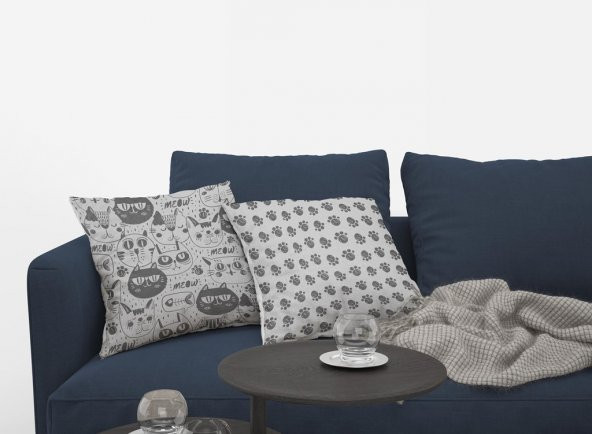 Kırlent Kılıfı 4lü  Dijital Baskılı Cats Desen Baskılı Renkli 40x40 Tropikhome - 2