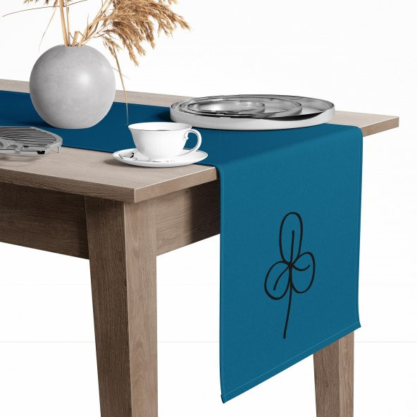 Dijital Baskılı Yonca Desen Renkli Baskılı Masa ve Sunum Runner 40x145 Tropikhome ürün görseli 1