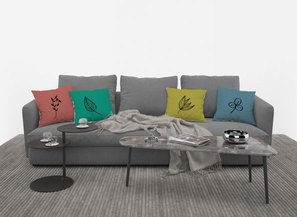 Kırlent Kılıfı 4lü Dijital Baskılı Renkli Çiçekli Desen Baskılı 40x40 Tropikhome - Resim 4