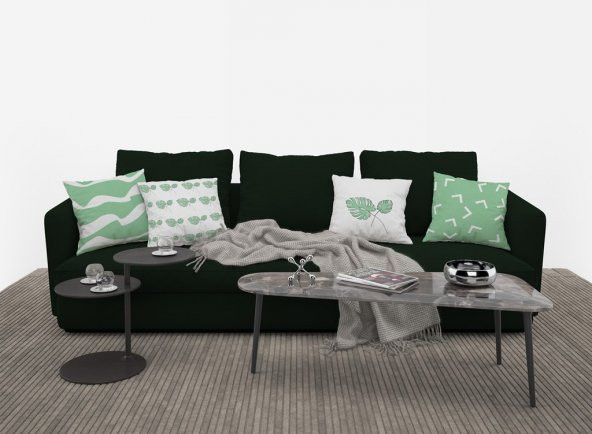 Kırlent Kılıfı 4lü Dijital Baskılı Leaves Desen Baskılı Renkli 40x40 Tropikhome - Resim 4