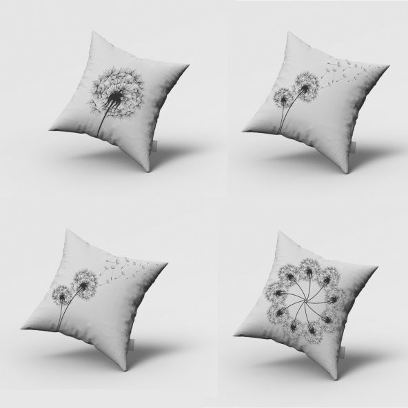 Kırlent Kılıfı 4lü  Dijital Baskılı Karahindiba Desen Baskılı Renkli Dekoratif  40x40 Tropikhome ürün görseli 1