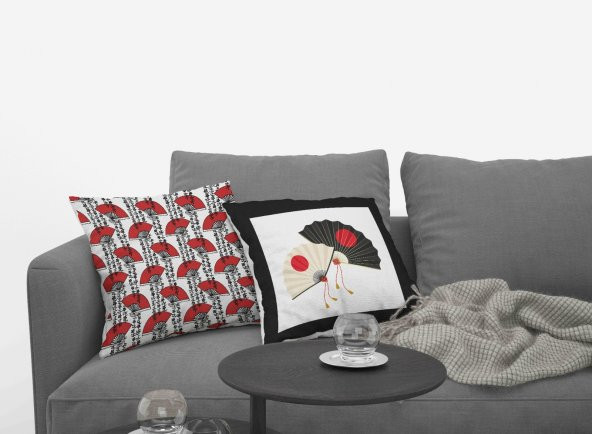 Kırlent Kılıfı 4lü  Dijital Baskılı Japanese Desen Baskılı Renkli 40x40 Tropikhome - Resim 2