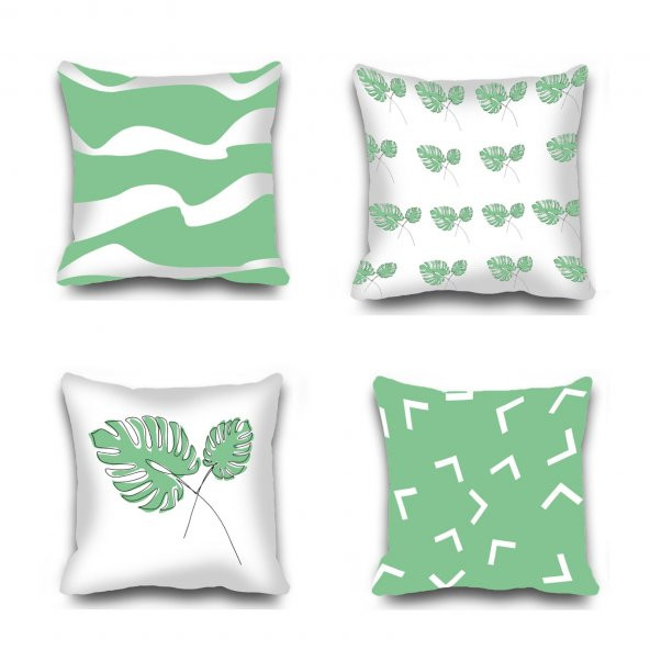 Kırlent Kılıfı 4lü Dijital Baskılı Leaves Desen Baskılı Renkli 40x40 Tropikhome ürün görseli 1