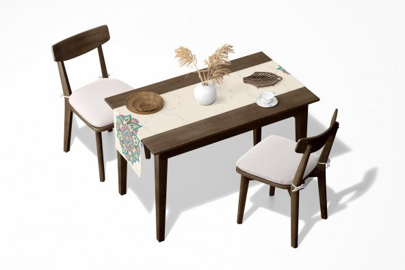 Dijital Baskılı Etnik Desen Renkli Baskılı Masa ve Sunum Runner 40x145 Tropikhome - 2