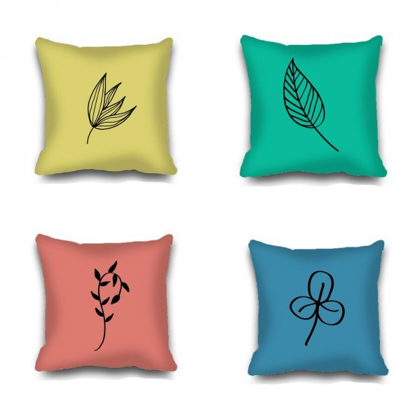 Kırlent Kılıfı 4lü Dijital Baskılı Renkli Çiçekli Desen Baskılı 40x40 Tropikhome ürün görseli 1