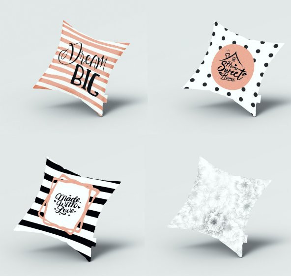 Kırlent Kılıfı 4lü Dijital Baskılı Home Sweet Desen Baskılı Renkli 40x40 Tropikhome ürün görseli 1