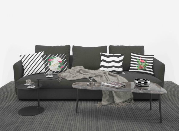 Kırlent Kılıfı 4lü Dijital Baskılı Flamingo Desen Baskılı Renkli Dekoratif 40x40 Tropikhome - Resim 4