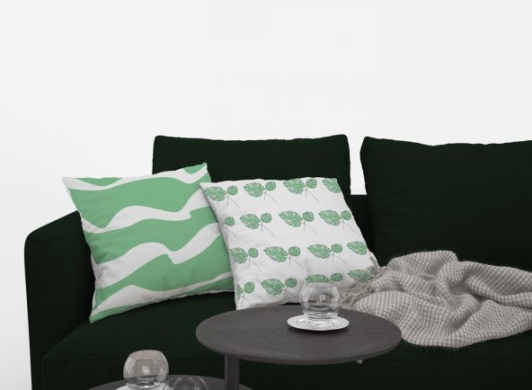 Kırlent Kılıfı 4lü Dijital Baskılı Leaves Desen Baskılı Renkli 40x40 Tropikhome - Resim 2