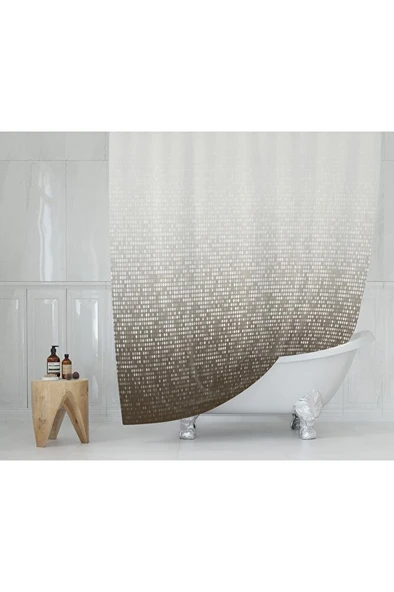 Kahverengi Banyo Perdesi Duş Perdesi Su Geçirmez Banyo Perdeleri Polyester Kumaş Duş Perde 180x200cm ürün görseli 1