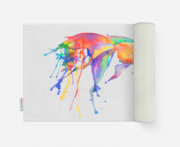 Tropikhome Balık Desenli 50x80 Dijital Baskılı Püsküllü Polyester Kaymaz Tabanlı Banyo Paspası - Resim 2