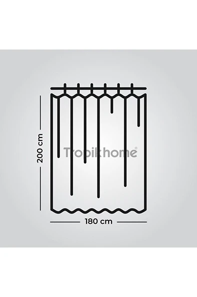 Beyaz Polyester Kumaş Büyük Boy Banyo Perdesi 240x200cm Yerli Üretim Askı Aparatı Plastik C-halka - 7