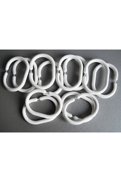 Beyaz Polyester Kumaş Büyük Boy Banyo Perdesi 240x200cm Yerli Üretim Askı Aparatı Plastik C-halka - 8