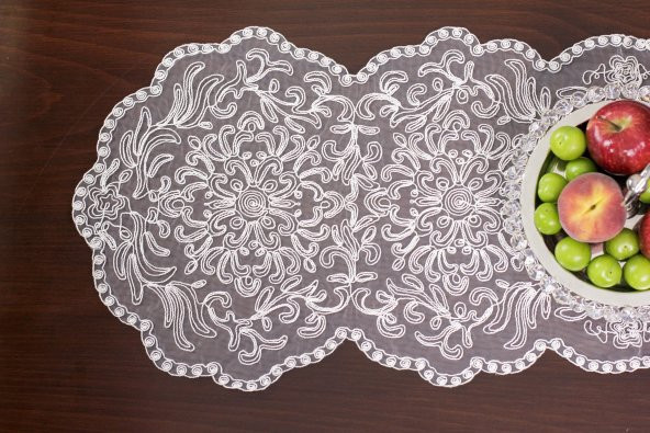 12 Kişilik Amerikan Servis Supla ve Runner Seti Kırık Beyaz Renk 13 Parça Set Masa ve Sunum Takımı - 4