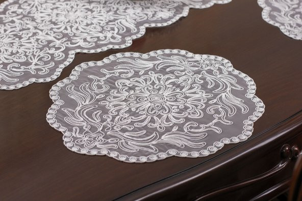 Amerikan Servis 8 Kişilik Valeria Kırık Beyaz Supla ve Runner Set 9 Parça Sunum Takımı Tropikhome - 3