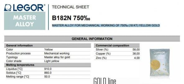 Legor B182N 18K Altın Mekanik İşleme Alaşımı 200 Gram - 2