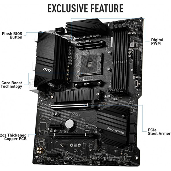 MSI B550-A Pro AMD AM4 DDR4 ATX Anakart - 4