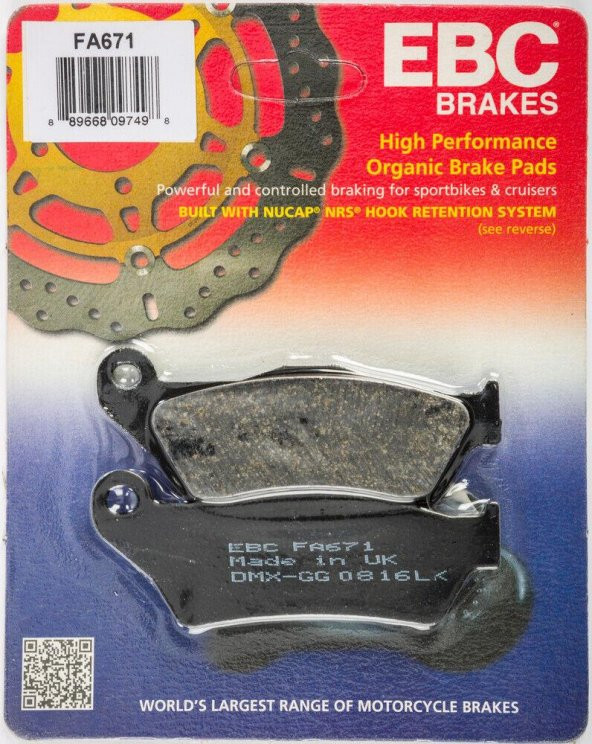 Ebc Fa671 2005-2008 BMW K 1200 S Uyumlu Arka Fren Balatası Organik Balata
