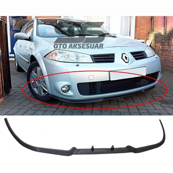 Renault Megane 2 Cupra R Uyumlu Ön Lip Mat Siyah Ön Tampon Lip - Resim 6